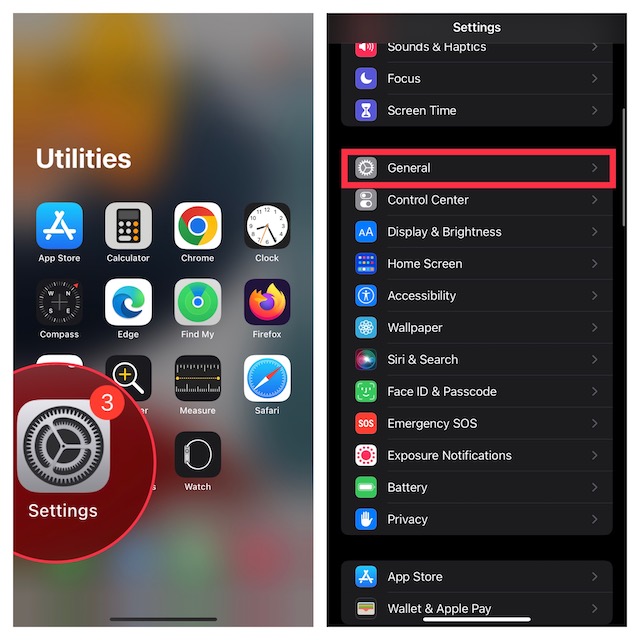 iOSలో సెట్టింగ్ల యాప్ను తెరవండి
